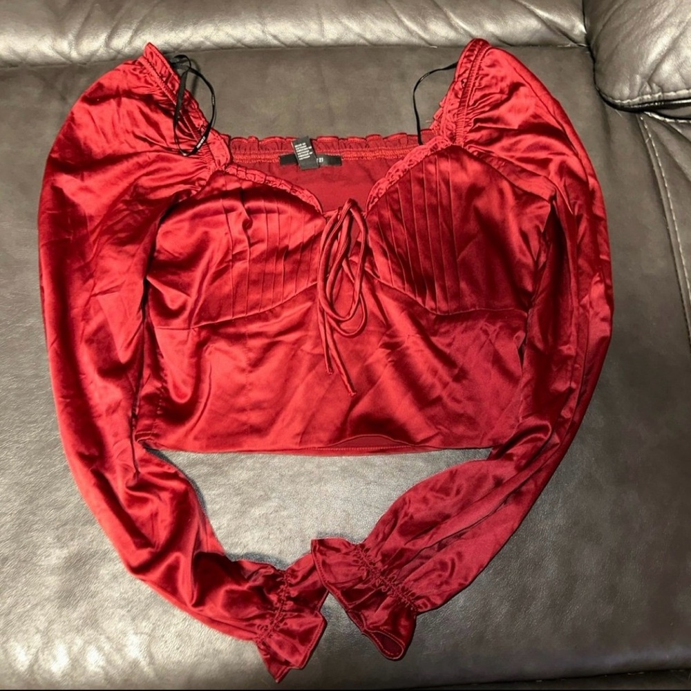 Elegant Red Satin Women's Top